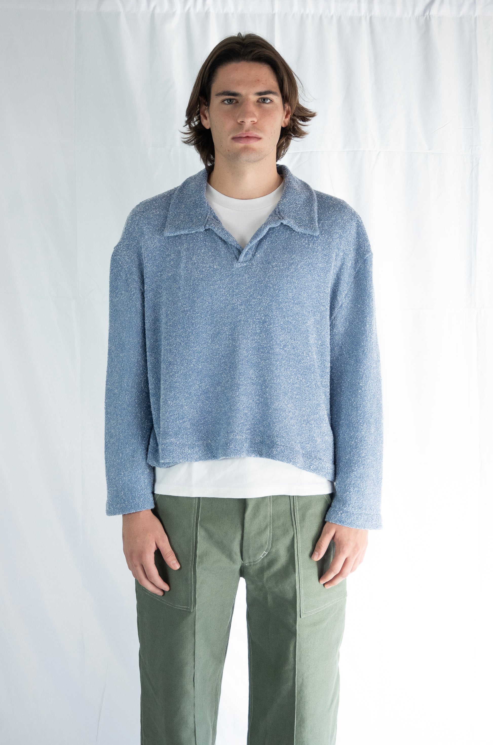 Polo in maglia Celeste