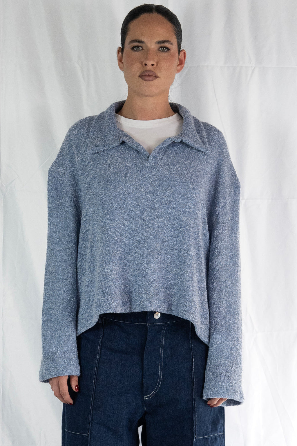 Polo in maglia Celeste