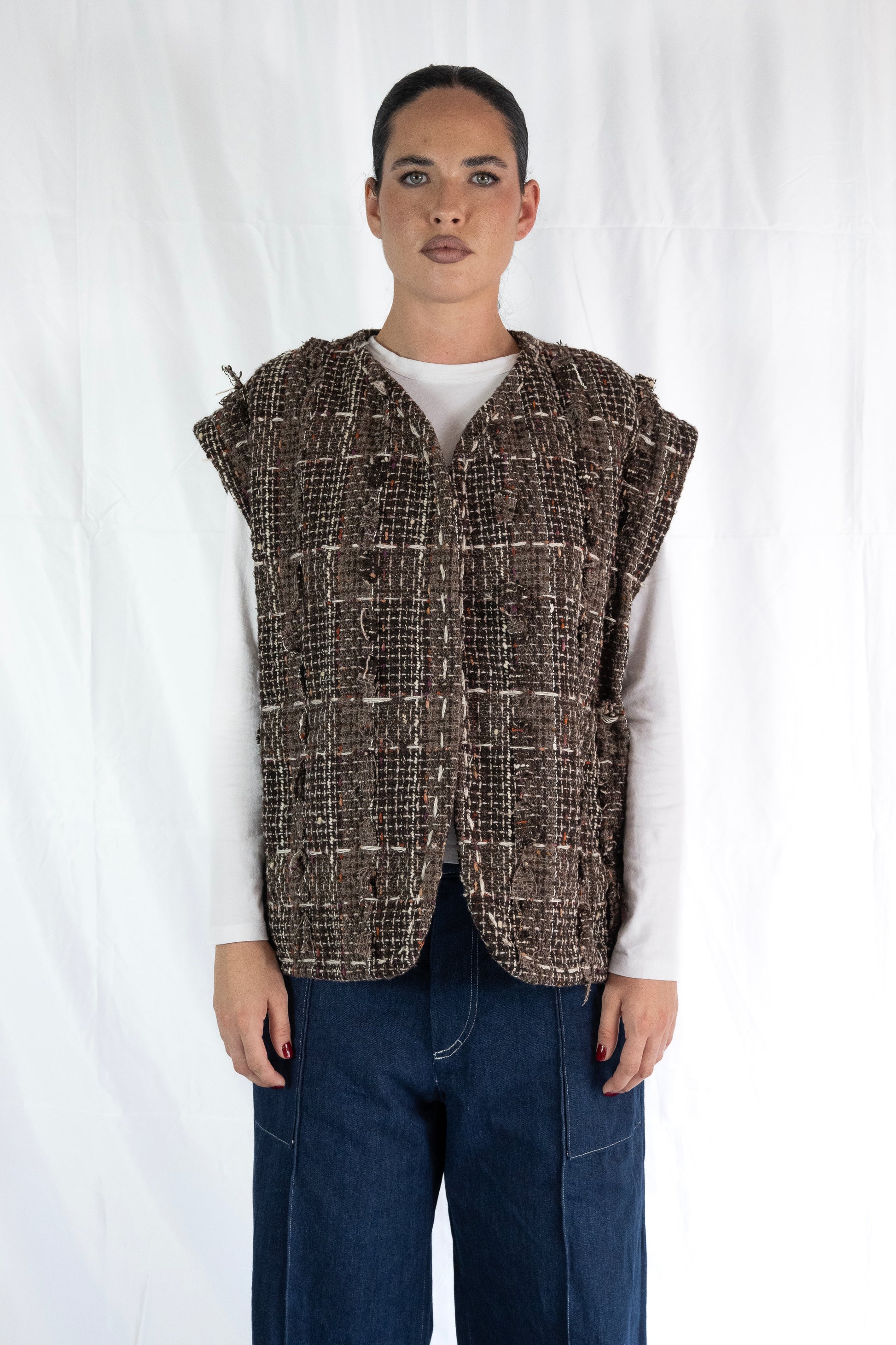 Gilet in tweed di lana