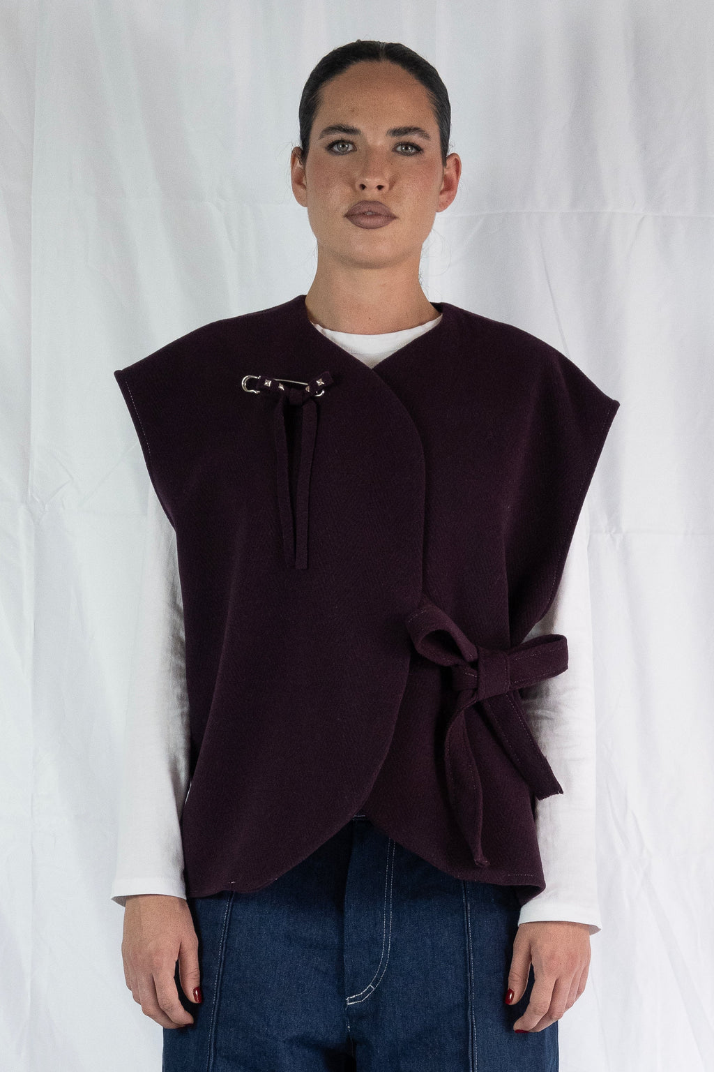 Gilet lana chiusura kimono