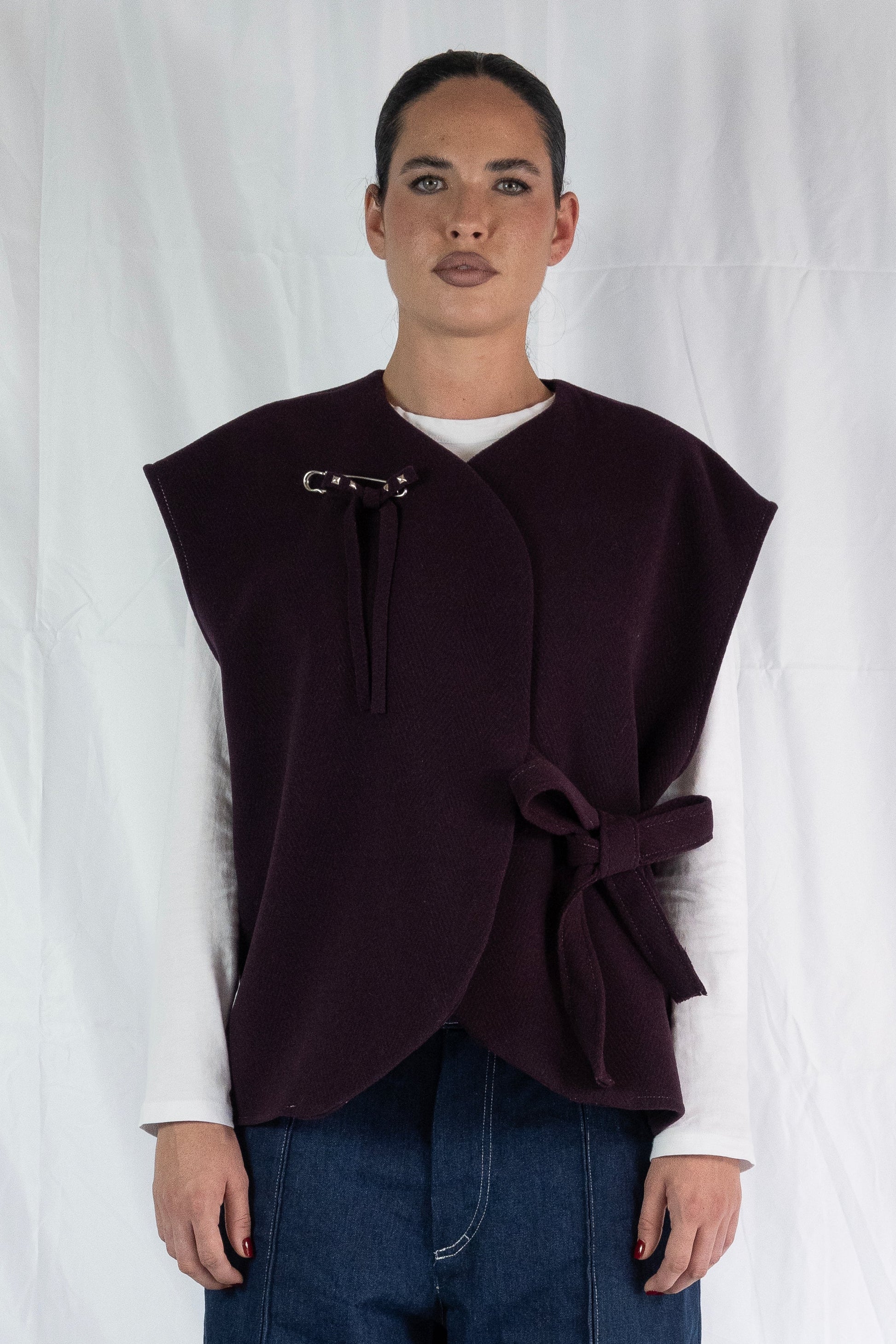 Gilet lana chiusura kimono