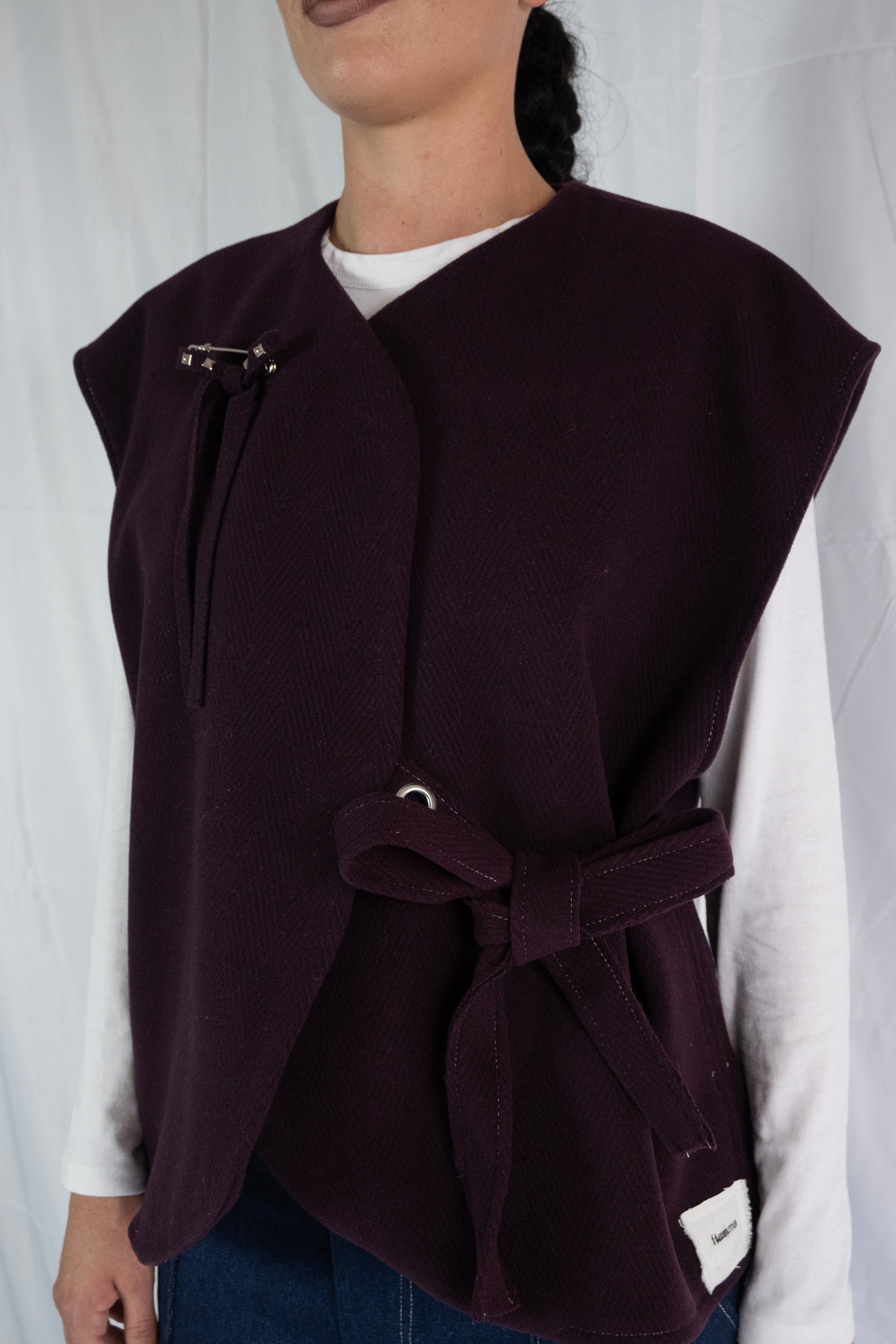 Gilet lana chiusura kimono