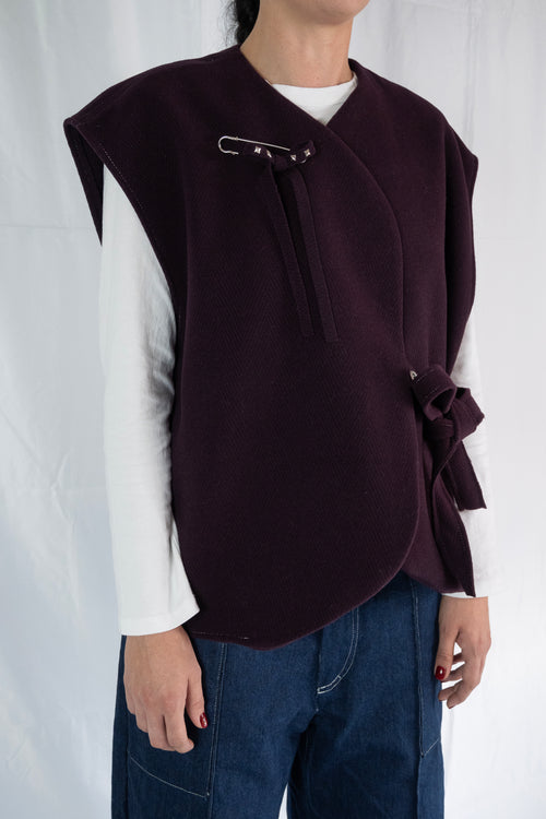 Gilet lana chiusura kimono